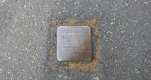 a brass memorial, stumbling stone, to remember someone killed by the Nazis-Mainz, Germany
