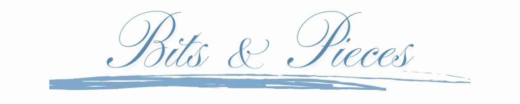 05.19.25_Bits&Pieces Title Logo: Bits & Pieces in blue with a swish line under the words